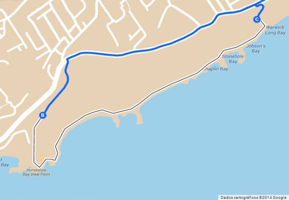 Trilha de 2 km pela praia entre Horseshoe Bay e Warwick Long Bay, na costa sul de Bermuda